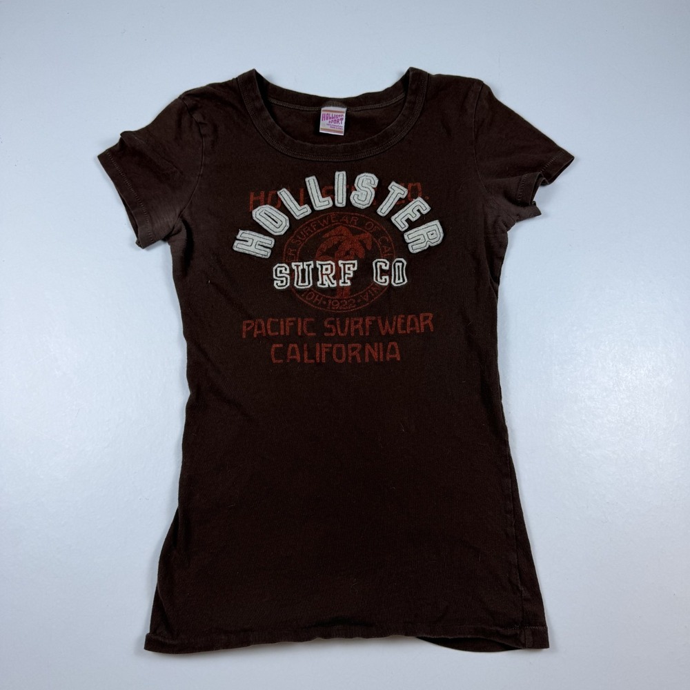 Y2K Hollister Sport Baby Tee Womens XS Brown Single Stitch T-Shirt Top Vintage